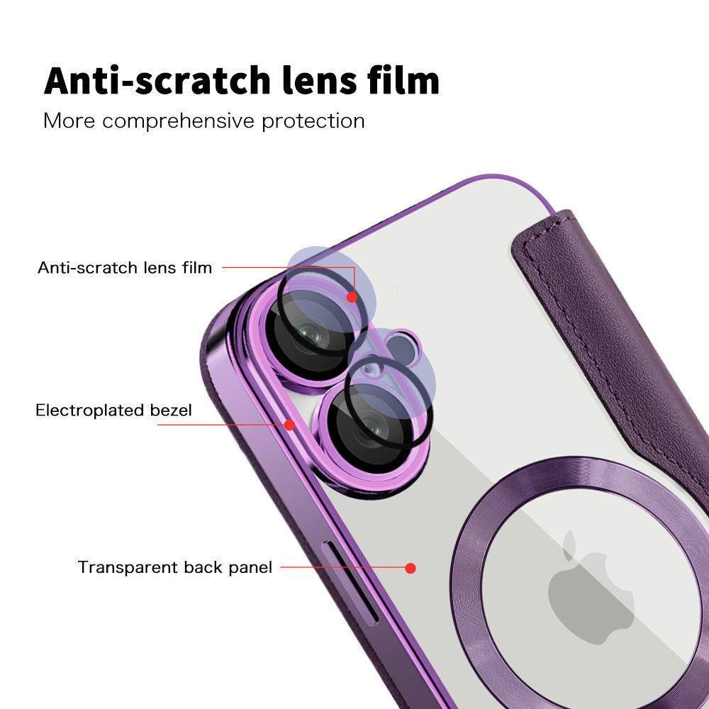 Funda MagSafe para Apple iPhone 16 Plus, Techsuit, SmartMag Book, Morado