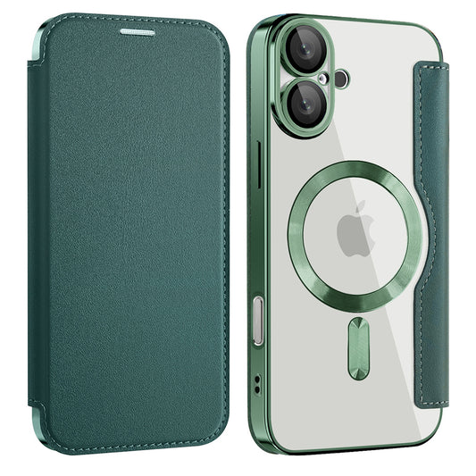 Funda MagSafe para Apple iPhone 16 Plus, Techsuit, SmartMag Book, Verde