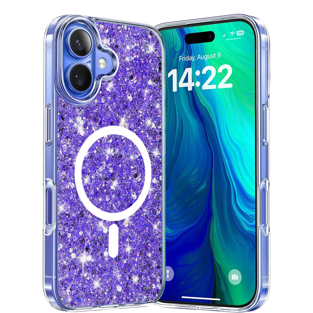 Funda MagSafe para Apple iPhone 16 Plus, Techsuit, Brillo Brillante, Morado