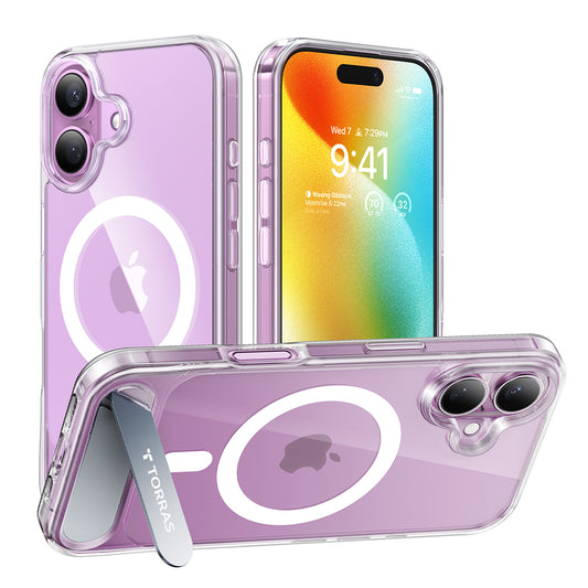 Funda MagSafe para Apple iPhone 16 Plus, Torras, Pstand, Transparente