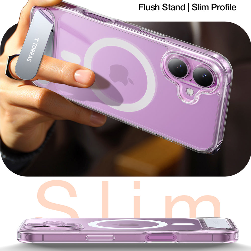 Funda MagSafe para Apple iPhone 16 Plus, Torras, Pstand, Transparente