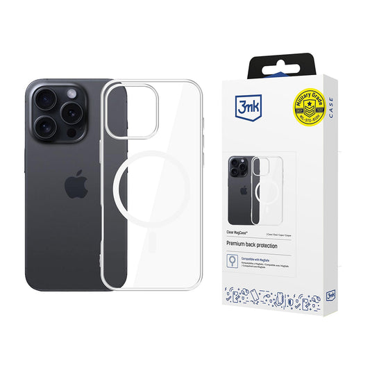 Funda MagSafe para Apple iPhone 16 Pro, 3MK, Clear MagCase, Transparente