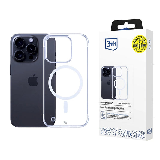 Funda MagSafe para Apple iPhone 16 Pro, 3MK, Just20g, Transparente