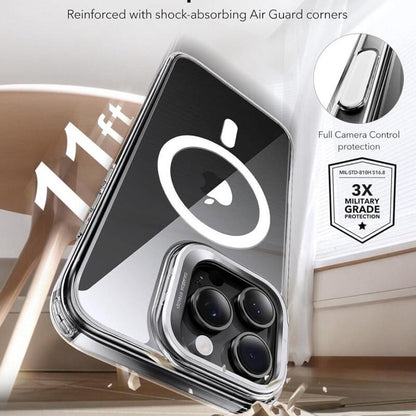 Funda MagSafe para Apple iPhone 16 Pro, ESR, Classic Hybrid Kickstand Slide, Transparente