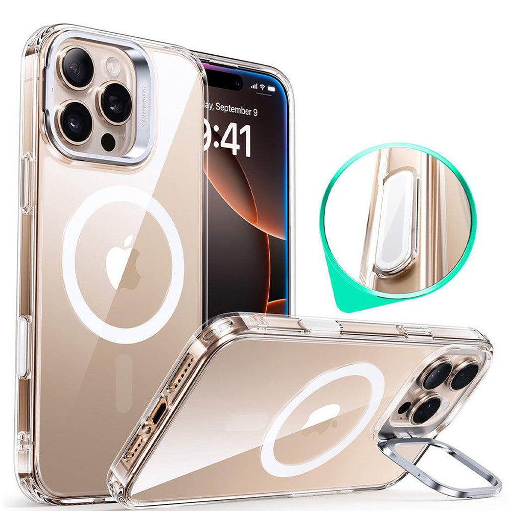 Funda MagSafe para Apple iPhone 16 Pro, ESR, Classic Hybrid Kickstand Slide, Transparente
