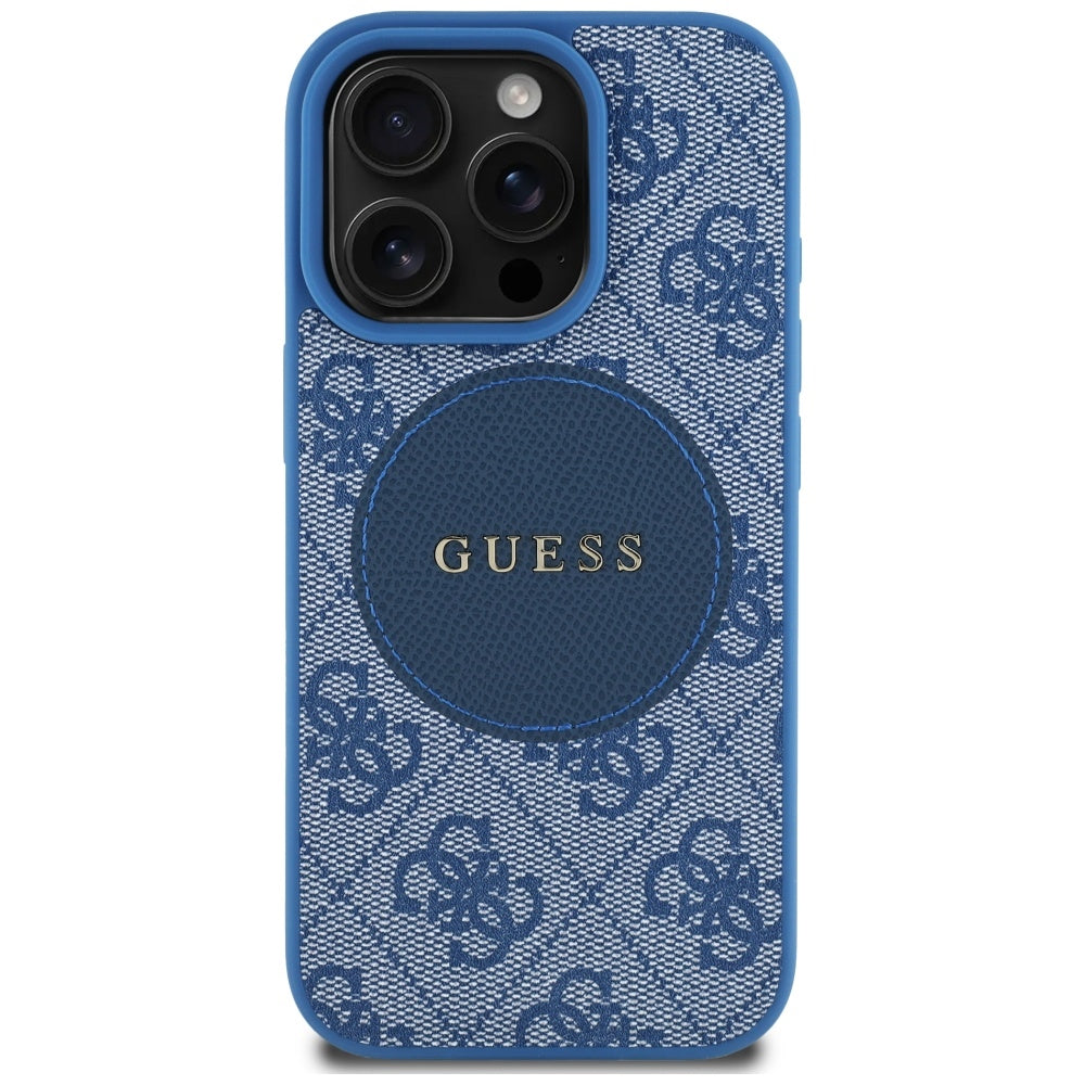 Funda MagSafe para Apple iPhone 16 Pro, Guess, 4G Circle Classic Logo, Azul
