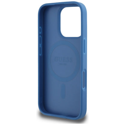 Funda MagSafe para Apple iPhone 16 Pro, Guess, 4G Circle Classic Logo, Azul