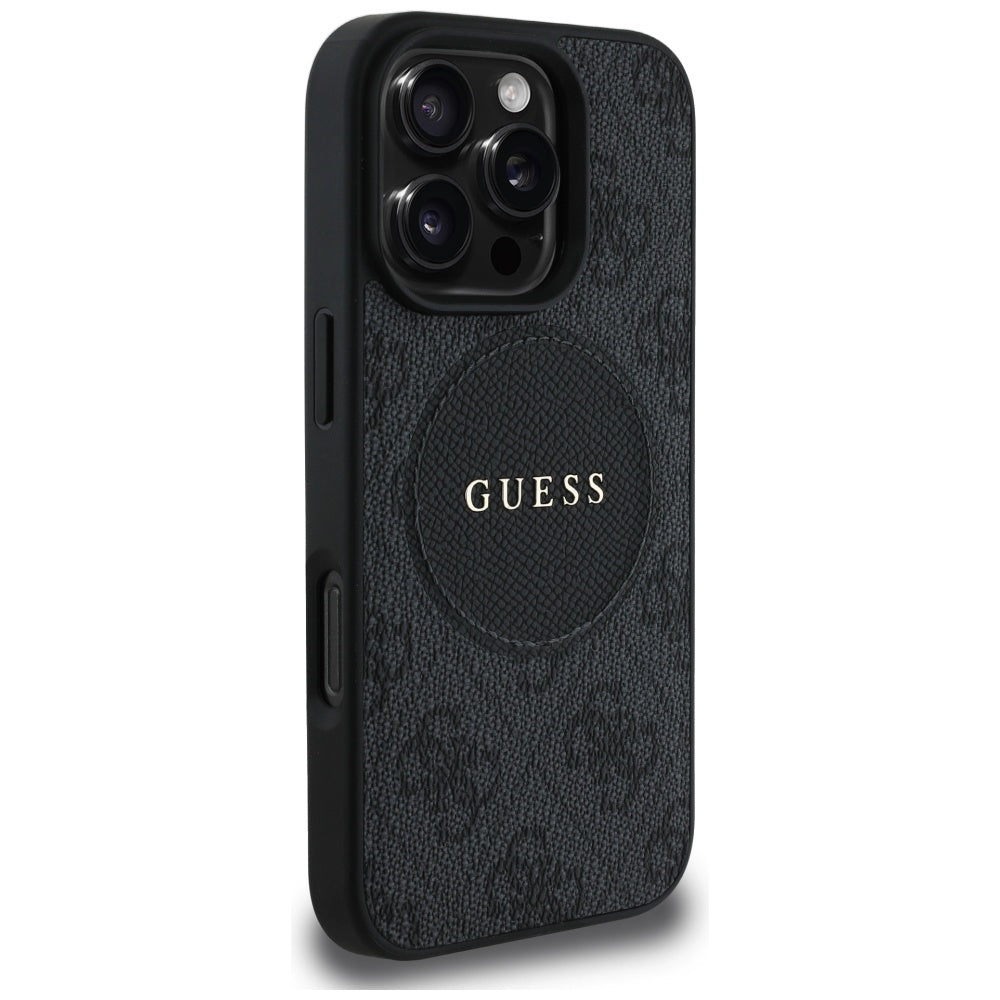 Funda MagSafe para Apple iPhone 16 Pro, Guess, 4G Circle Classic Logo, Negra