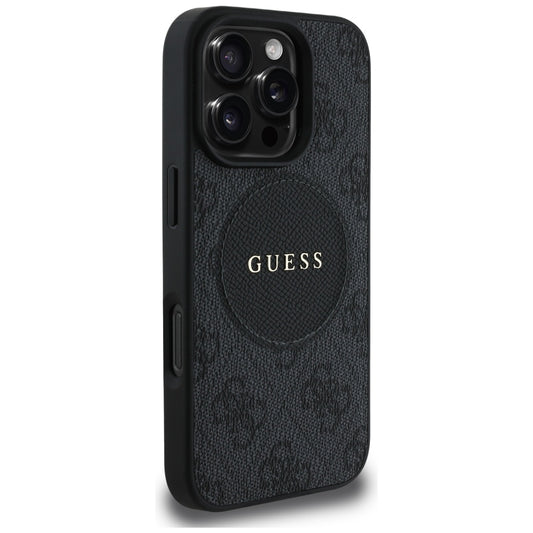 Funda MagSafe para Apple iPhone 16 Pro, Guess, 4G Circle Classic Logo, Negra