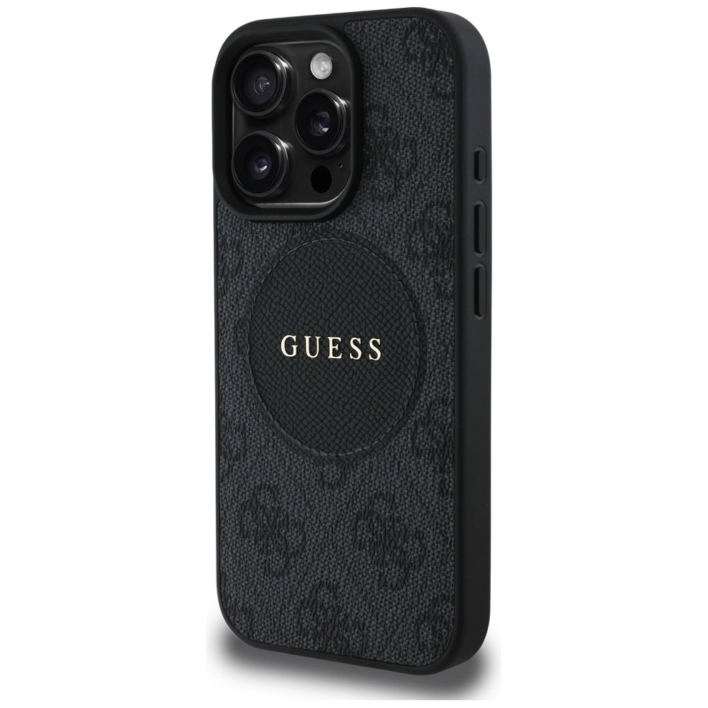 Funda MagSafe para Apple iPhone 16 Pro, Guess, 4G Circle Classic Logo, Negra