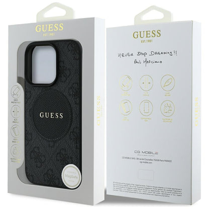 Funda MagSafe para Apple iPhone 16 Pro, Guess, 4G Circle Classic Logo, Negra
