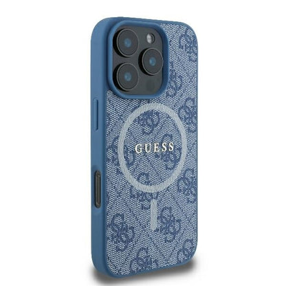 Funda MagSafe para Apple iPhone 16 Pro, Guess, 4G Ring Classic Logo, Azul