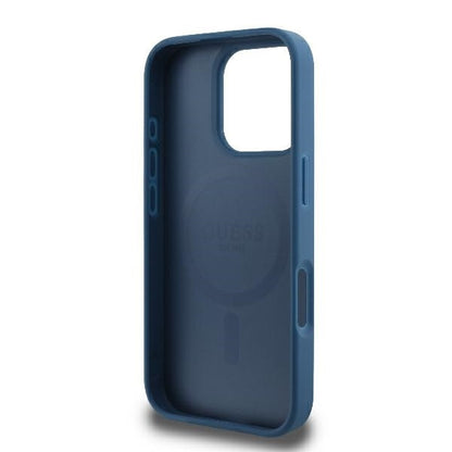 Funda MagSafe para Apple iPhone 16 Pro, Guess, 4G Ring Classic Logo, Azul