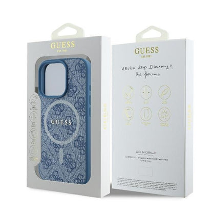 Funda MagSafe para Apple iPhone 16 Pro, Guess, 4G Ring Classic Logo, Azul