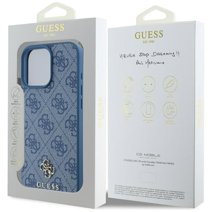 Funda MagSafe para Apple iPhone 16 Pro, Guess, 4G Small and Classic Logo, Azul
