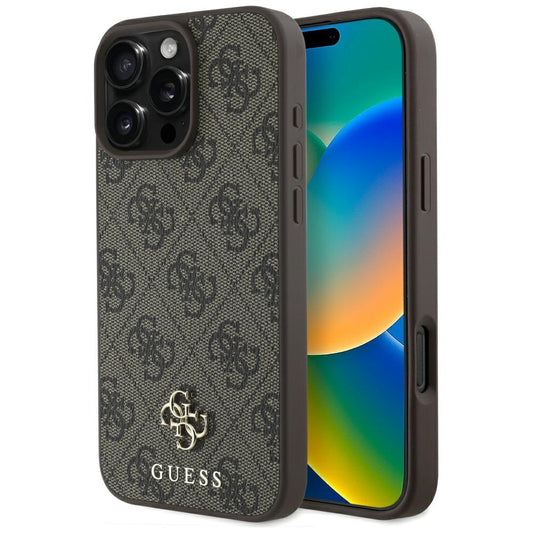 Funda MagSafe para Apple iPhone 16 Pro, Guess, 4G Small and Classic Logo, Marrón