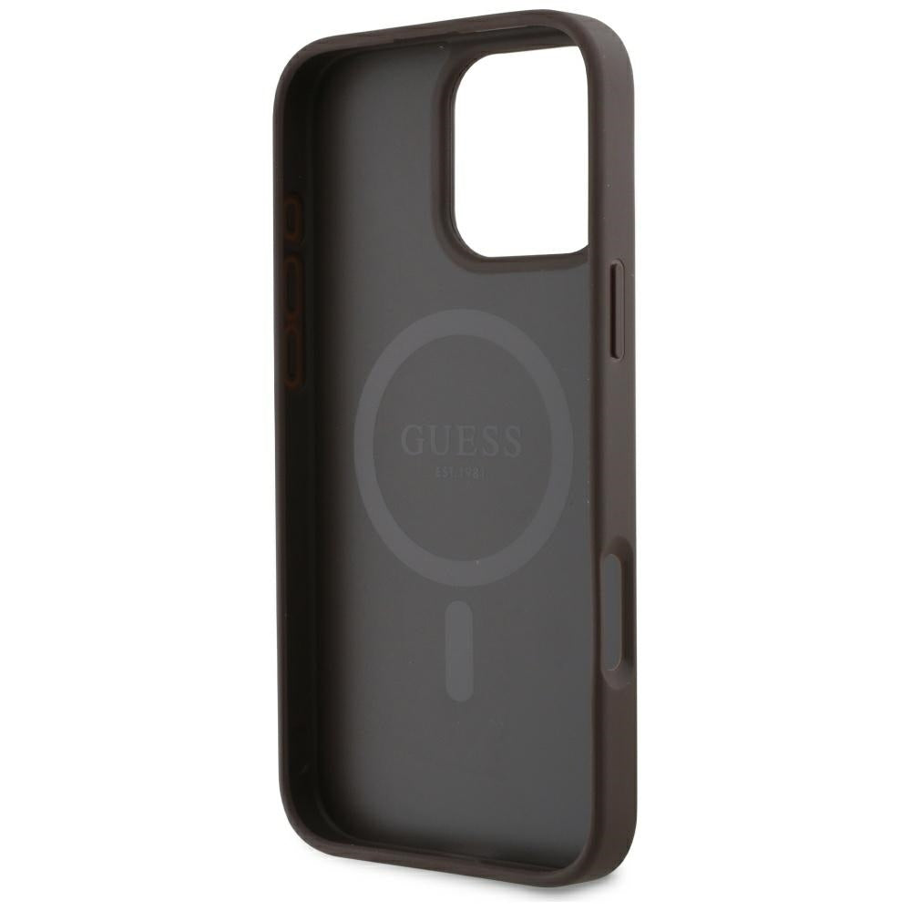 Funda MagSafe para Apple iPhone 16 Pro, Guess, 4G Small and Classic Logo, Marrón