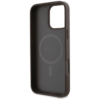 Funda MagSafe para Apple iPhone 16 Pro, Guess, 4G Small and Classic Logo, Marrón