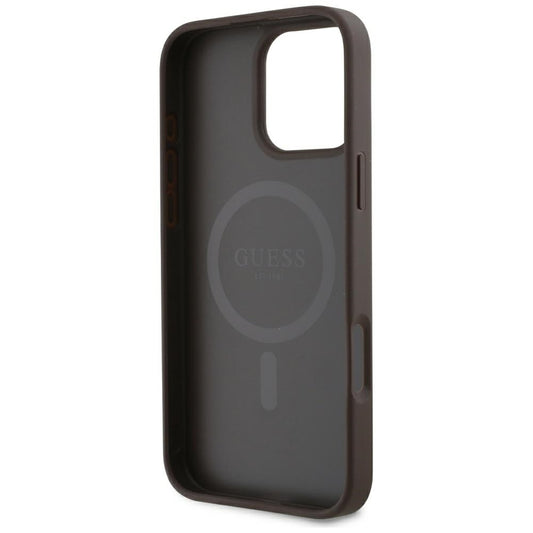 Funda MagSafe para Apple iPhone 16 Pro, Guess, 4G Small and Classic Logo, Marrón