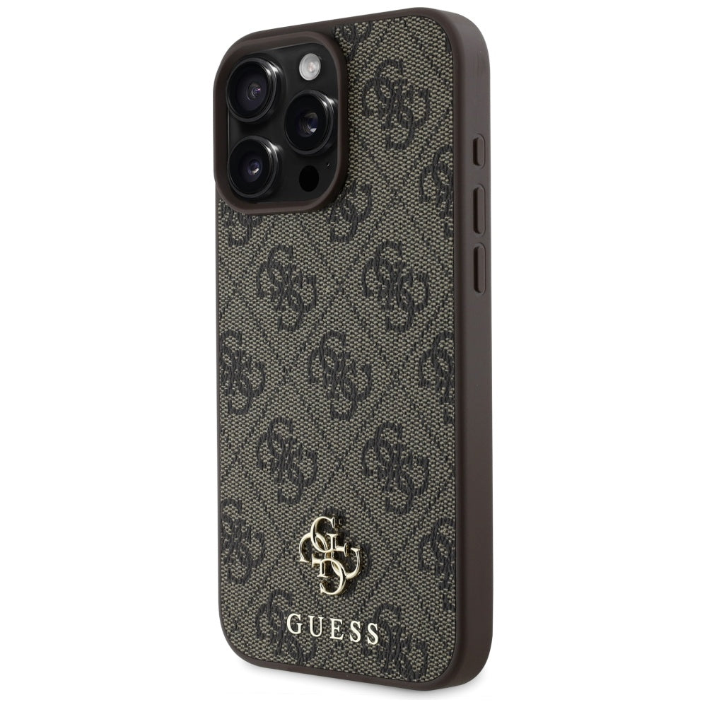 Funda MagSafe para Apple iPhone 16 Pro, Guess, 4G Small and Classic Logo, Marrón