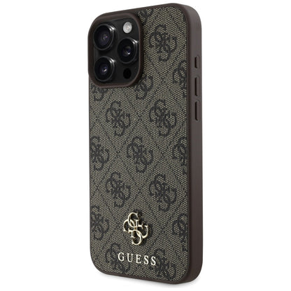 Funda MagSafe para Apple iPhone 16 Pro, Guess, 4G Small and Classic Logo, Marrón