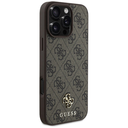 Funda MagSafe para Apple iPhone 16 Pro, Guess, 4G Small and Classic Logo, Marrón