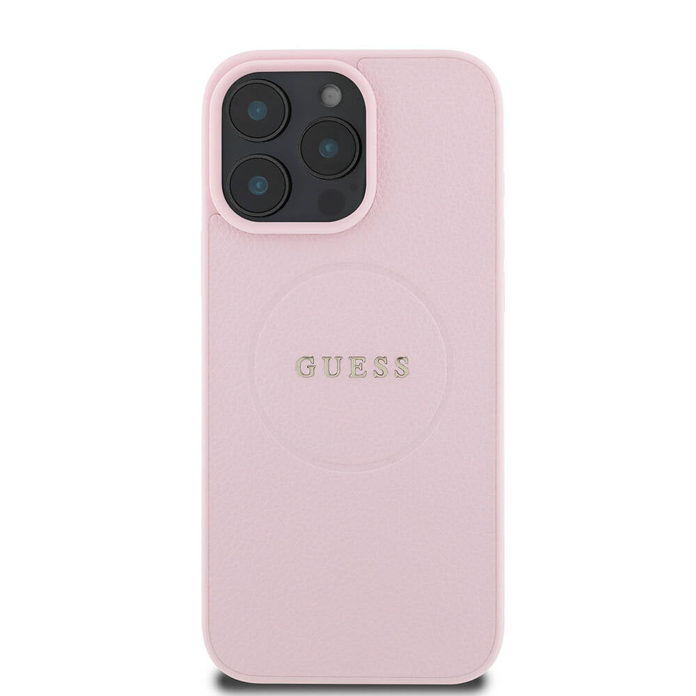 Funda MagSafe para Apple iPhone 16 Pro, Guess, Grained Gold Ring, Rosa