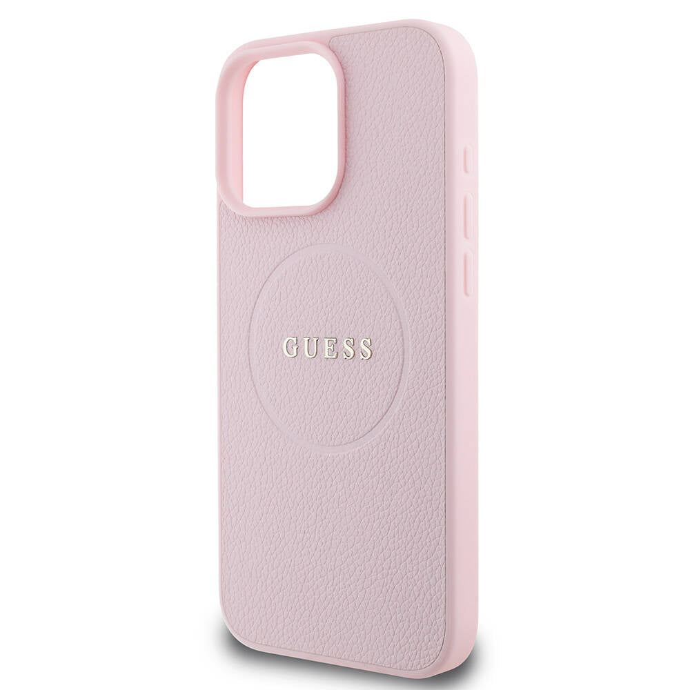Funda MagSafe para Apple iPhone 16 Pro, Guess, Grained Gold Ring, Rosa