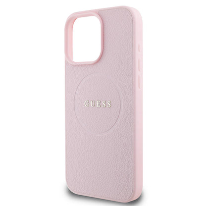 Funda MagSafe para Apple iPhone 16 Pro, Guess, Grained Gold Ring, Rosa