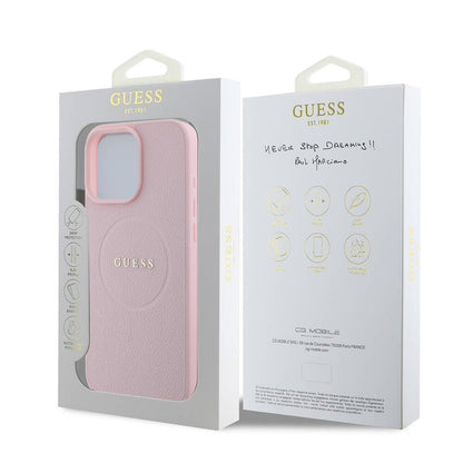 Funda MagSafe para Apple iPhone 16 Pro, Guess, Grained Gold Ring, Rosa