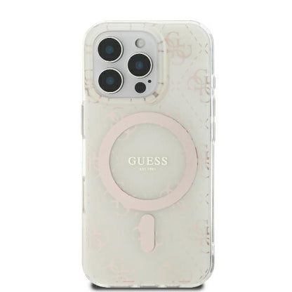 Funda MagSafe para Apple iPhone 16 Pro, Guess, IML 4G Background, Blanca