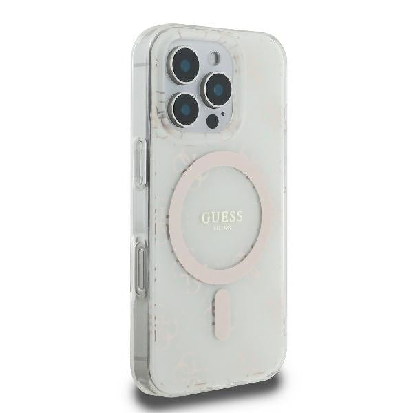 Funda MagSafe para Apple iPhone 16 Pro, Guess, IML 4G Background, Blanca