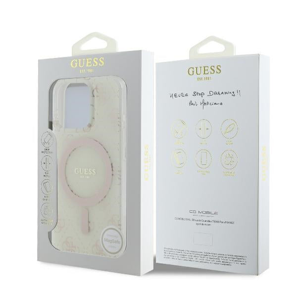 Funda MagSafe para Apple iPhone 16 Pro, Guess, IML 4G Background, Blanca