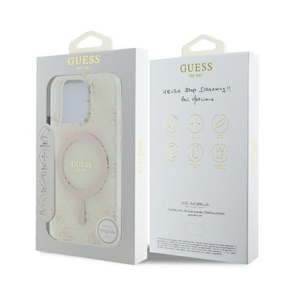 Funda MagSafe para Apple iPhone 16 Pro, Guess, IML 4G Background, Blanca