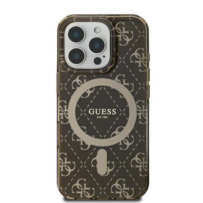 Funda MagSafe para Apple iPhone 16 Pro, Guess, IML 4G Background, Marrón