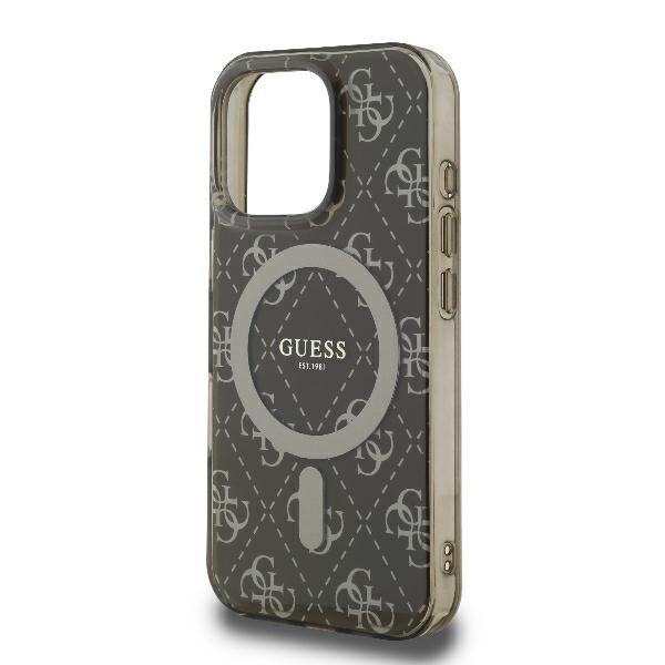 Funda MagSafe para Apple iPhone 16 Pro, Guess, IML 4G Background, Marrón