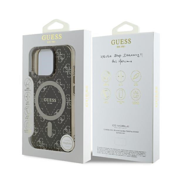 Funda MagSafe para Apple iPhone 16 Pro, Guess, IML 4G Background, Marrón