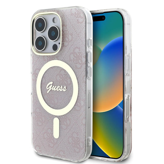 Funda MagSafe para Apple iPhone 16 Pro, Guess, IML 4G, Rosa