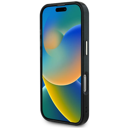 Funda MagSafe para Apple iPhone 16 Pro, Guess, IML Glitter 4G Circle Triangle, Negra