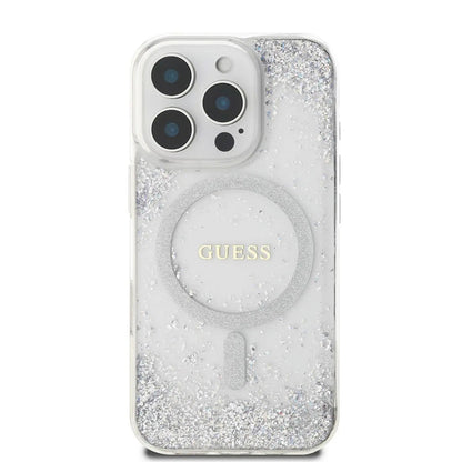 MagSafe Case for Apple iPhone 16 Pro, Guess, IML Glitter Gradient, Silver