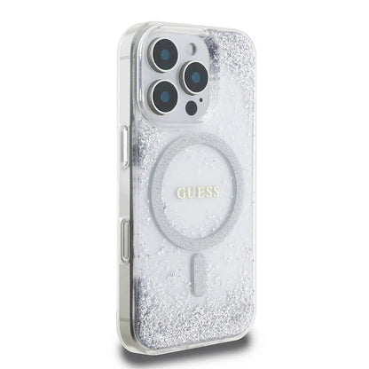 MagSafe Case for Apple iPhone 16 Pro, Guess, IML Glitter Gradient, Silver