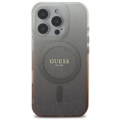 Funda MagSafe para Apple iPhone 16 Pro, Guess, IML Glitter Gradient, Marrón