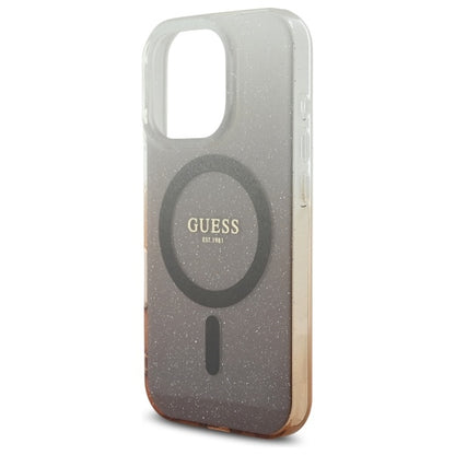 Funda MagSafe para Apple iPhone 16 Pro, Guess, IML Glitter Gradient, Marrón