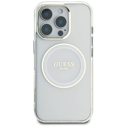 Funda MagSafe para Apple iPhone 16 Pro, Guess, IML Metal Colored Circle, Blanca