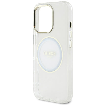 Funda MagSafe para Apple iPhone 16 Pro, Guess, IML Metal Colored Circle, Blanca
