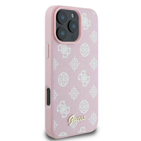 Funda MagSafe para Apple iPhone 16 Pro, Guess, Peony Script, Rosa