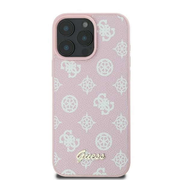Funda MagSafe para Apple iPhone 16 Pro, Guess, Peony Script, Rosa