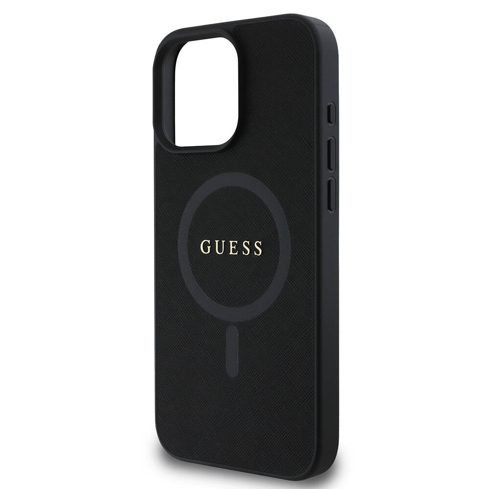 Funda MagSafe para Apple iPhone 16 Pro, Guess, Saffiano Classic Logo, Negra