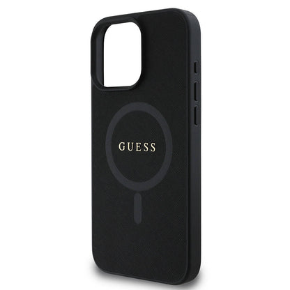 Funda MagSafe para Apple iPhone 16 Pro, Guess, Saffiano Classic Logo, Negra