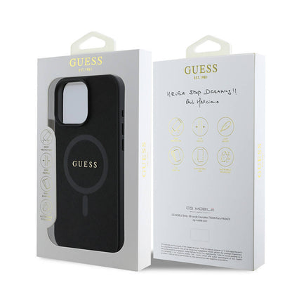 Funda MagSafe para Apple iPhone 16 Pro, Guess, Saffiano Classic Logo, Negra